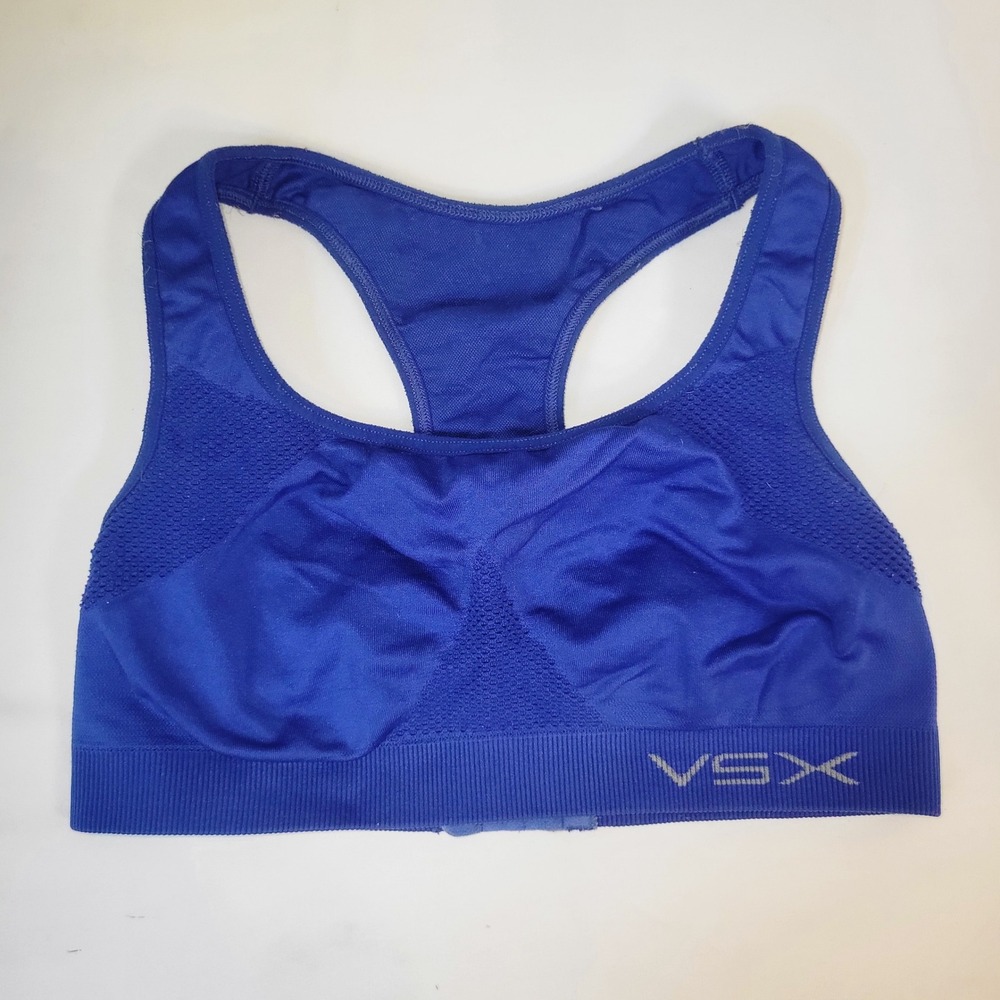 Victoria's Secret VSX Sport Bra Blue Racerback Seamless Hook Back Small